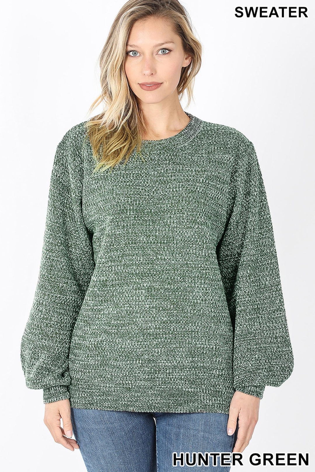 Wholesale Balloon Sleeve Melange Sweater