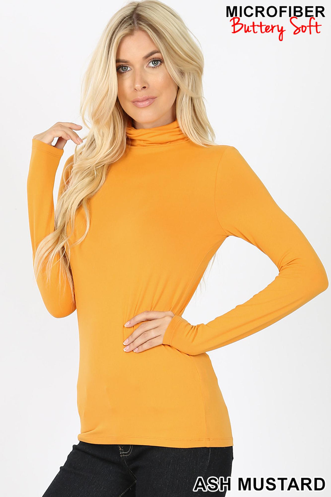 Wholesale Brushed Microfiber Mock Neck Top