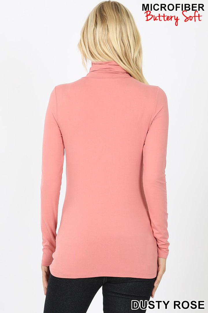 Wholesale Brushed Microfiber Mock Neck Top