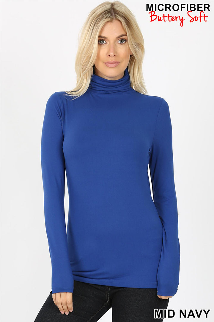 Wholesale Brushed Microfiber Mock Neck Top