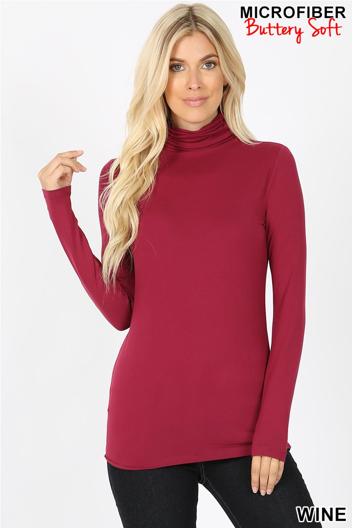 Wholesale Brushed Microfiber Mock Neck Top