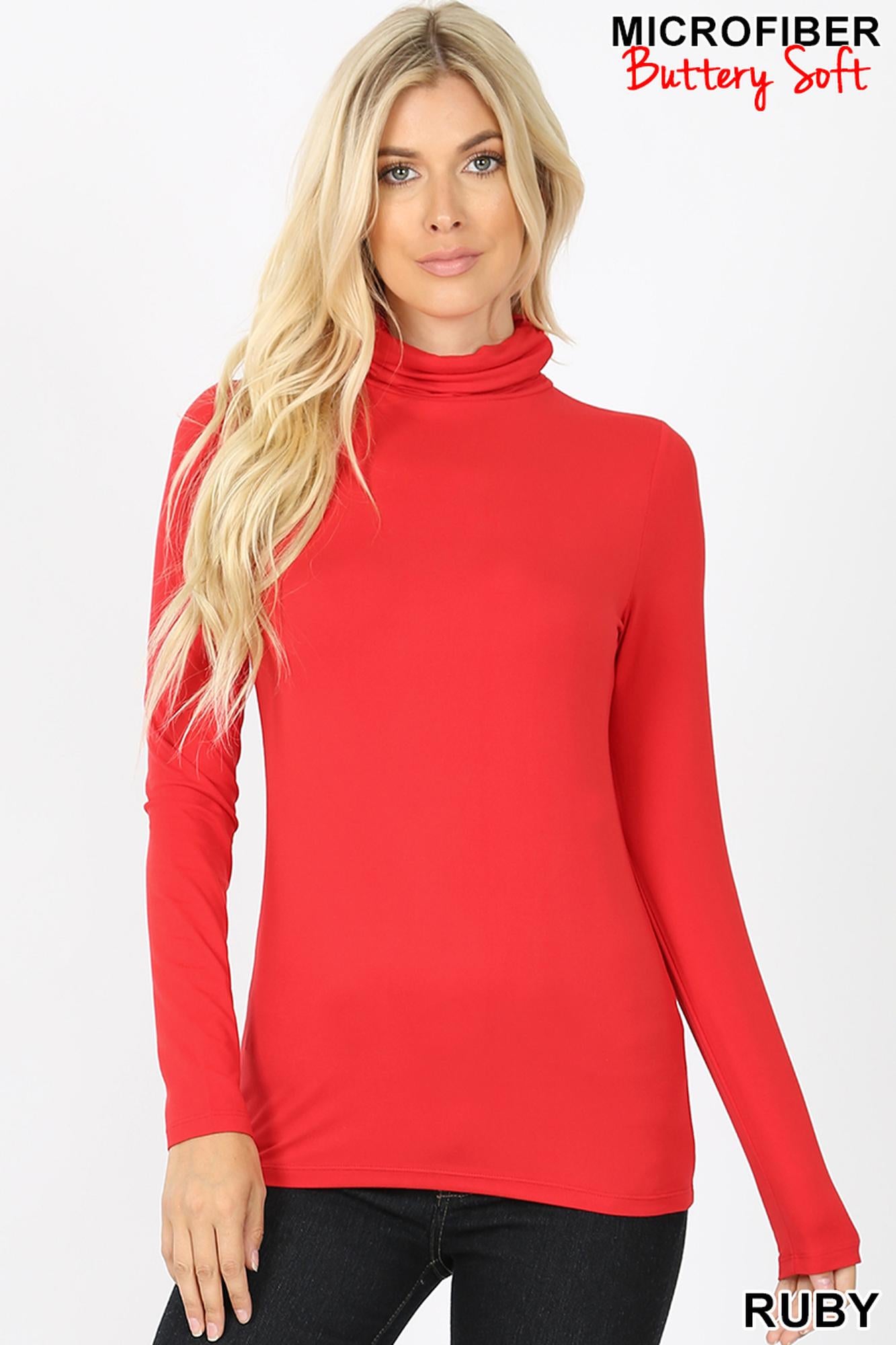 Wholesale Brushed Microfiber Mock Neck Top