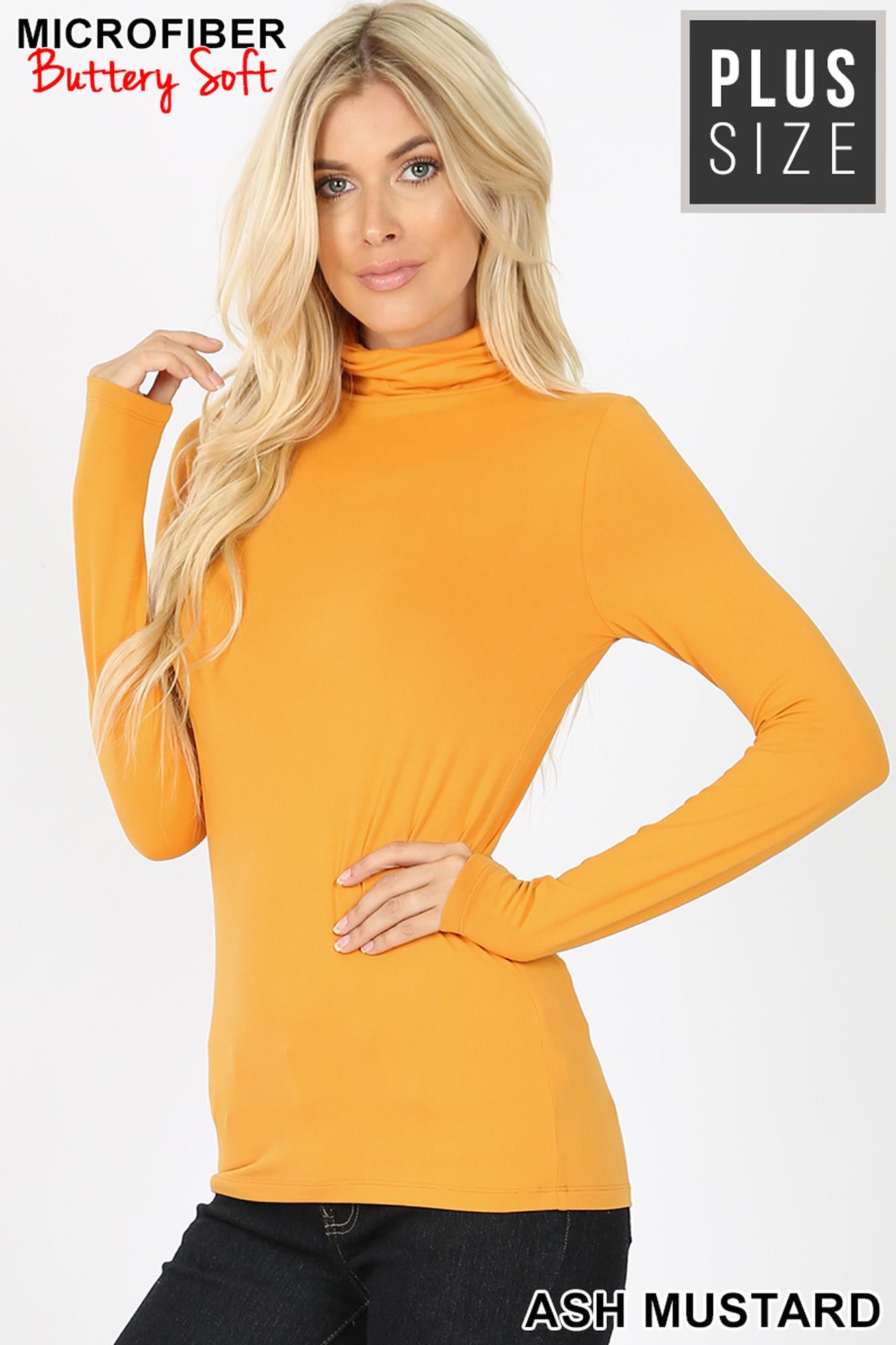 Wholesale Brushed Microfiber Mock Neck Plus Size Top