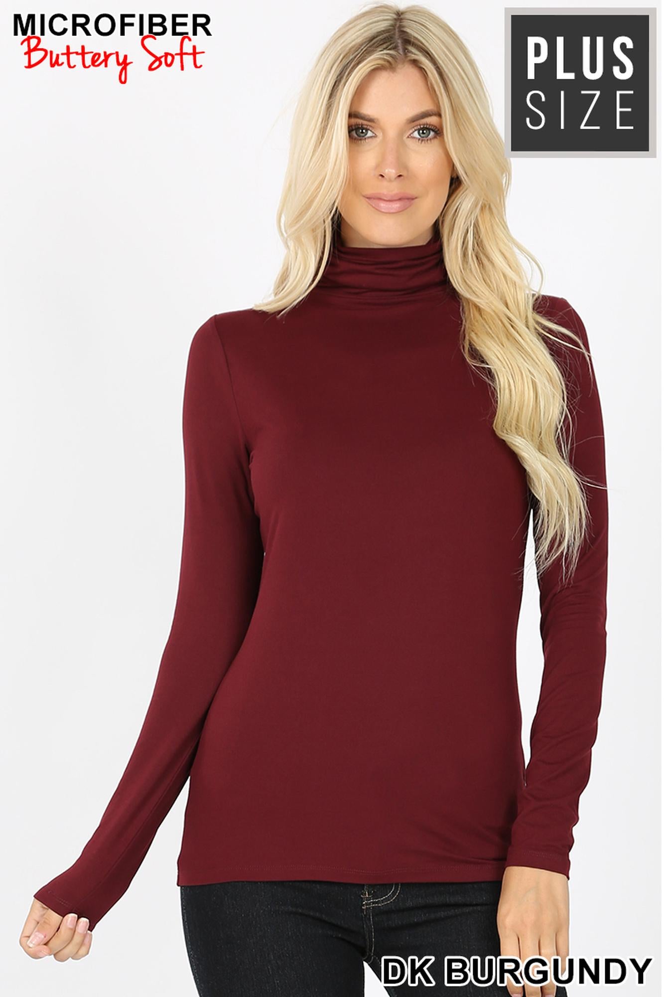 Wholesale Brushed Microfiber Mock Neck Plus Size Top