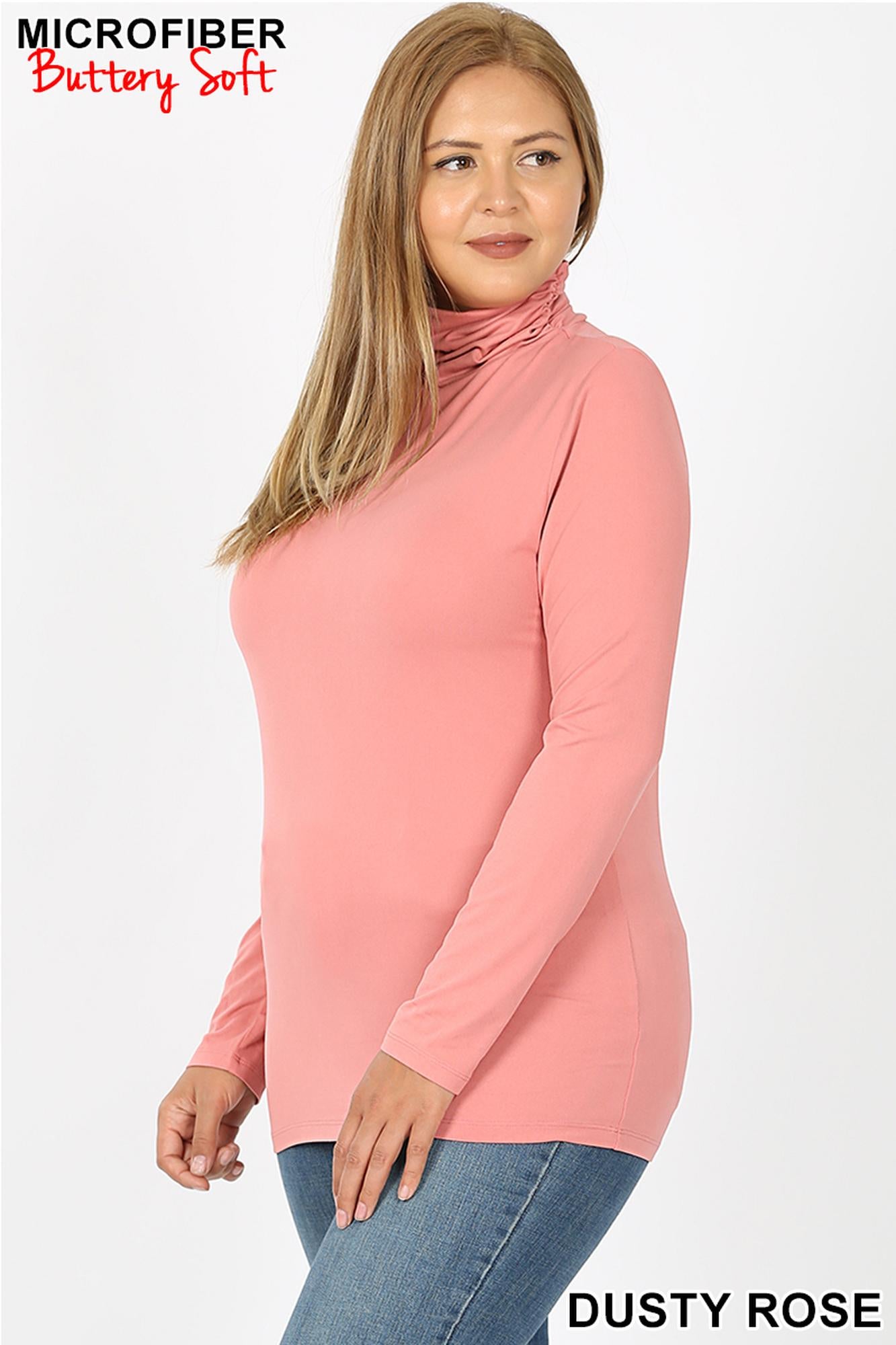Wholesale Brushed Microfiber Mock Neck Plus Size Top