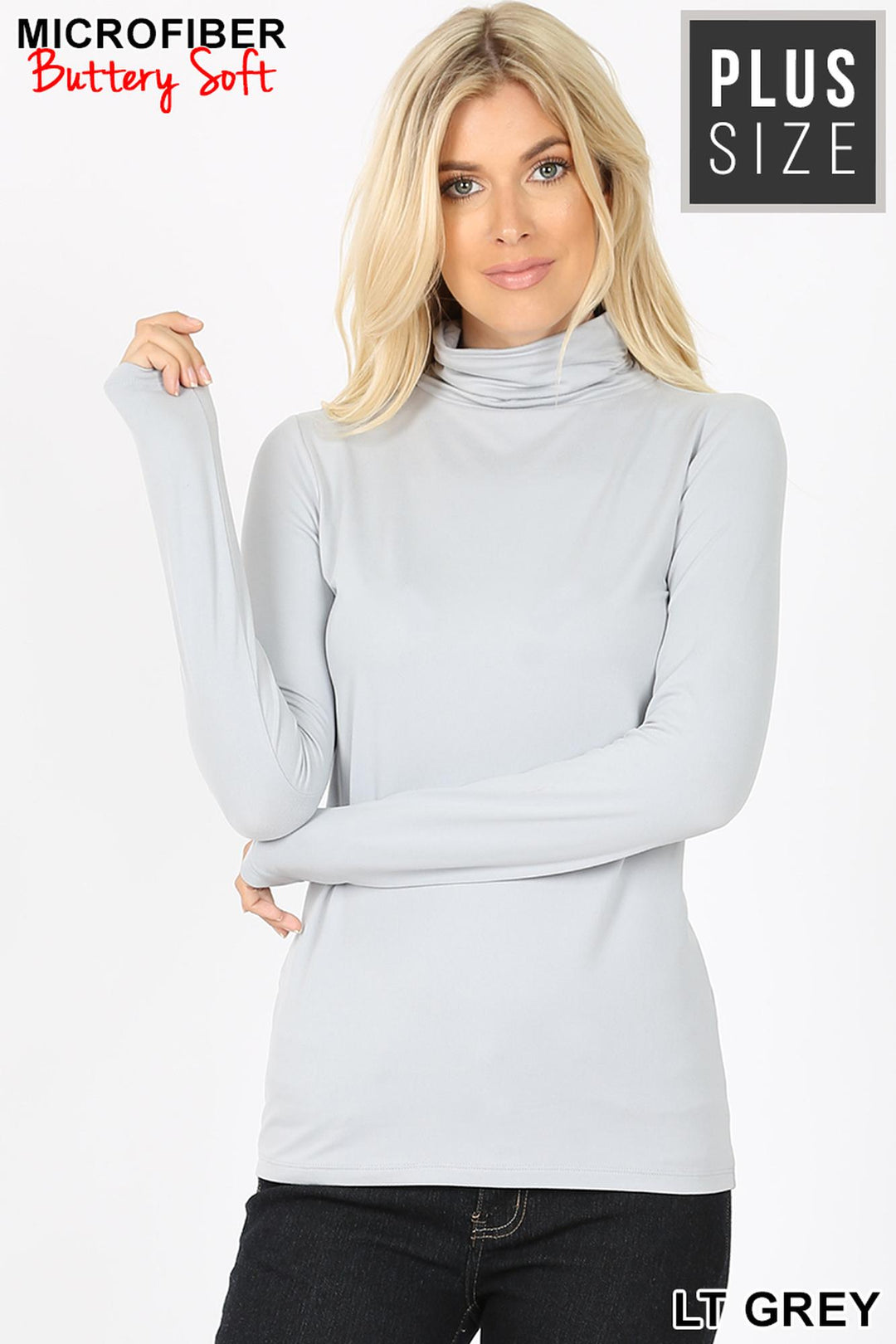 Wholesale Brushed Microfiber Mock Neck Plus Size Top