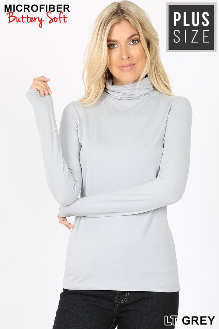 Wholesale Brushed Microfiber Mock Neck Plus Size Top
