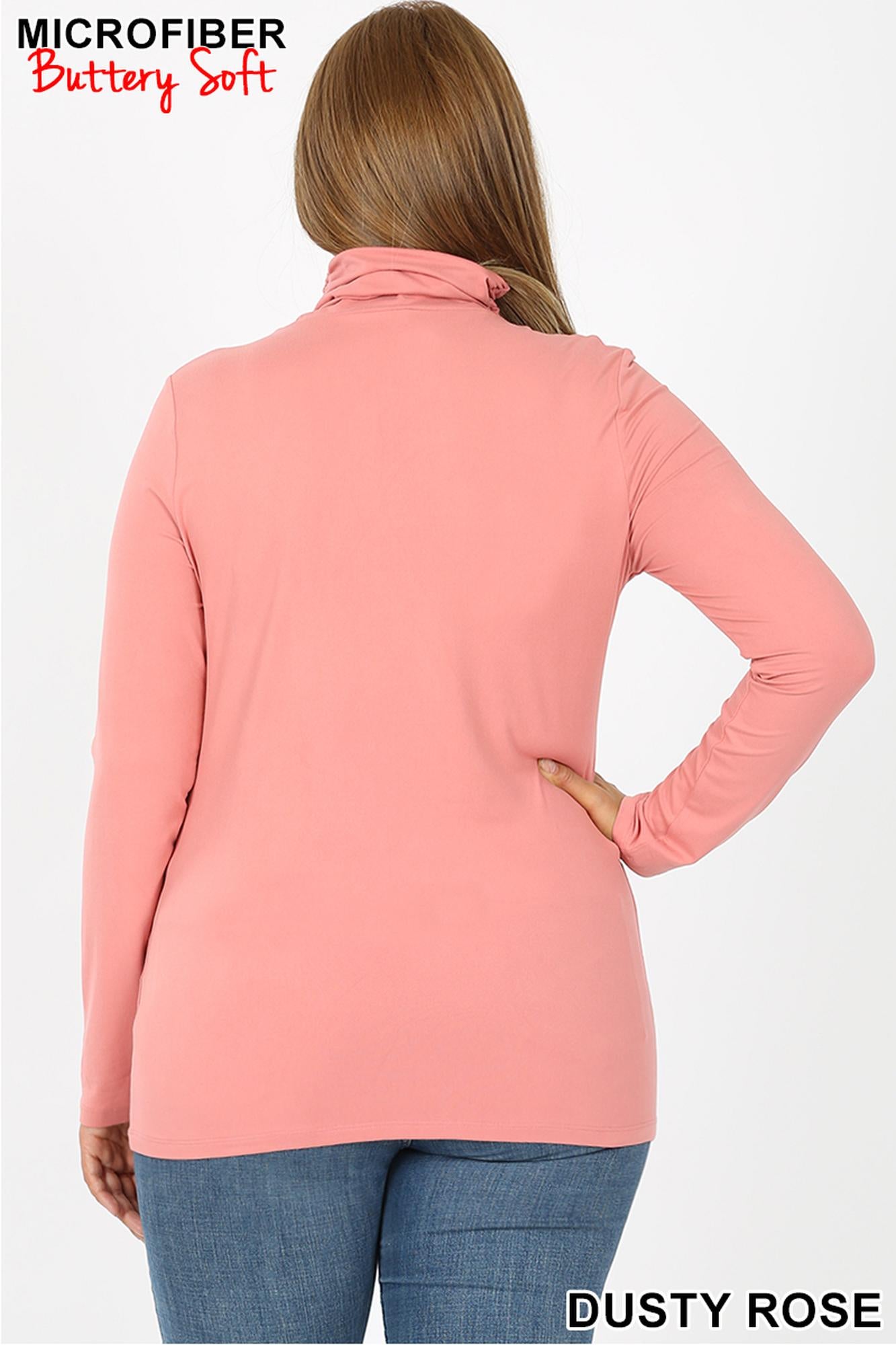 Wholesale Brushed Microfiber Mock Neck Plus Size Top