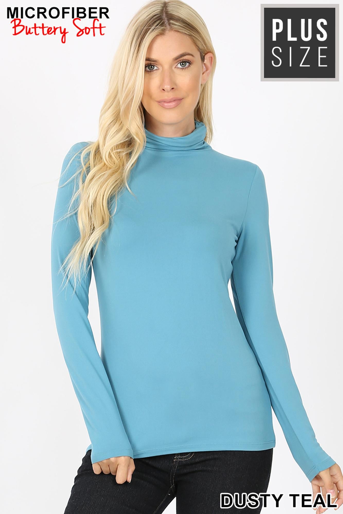 Wholesale Brushed Microfiber Mock Neck Plus Size Top