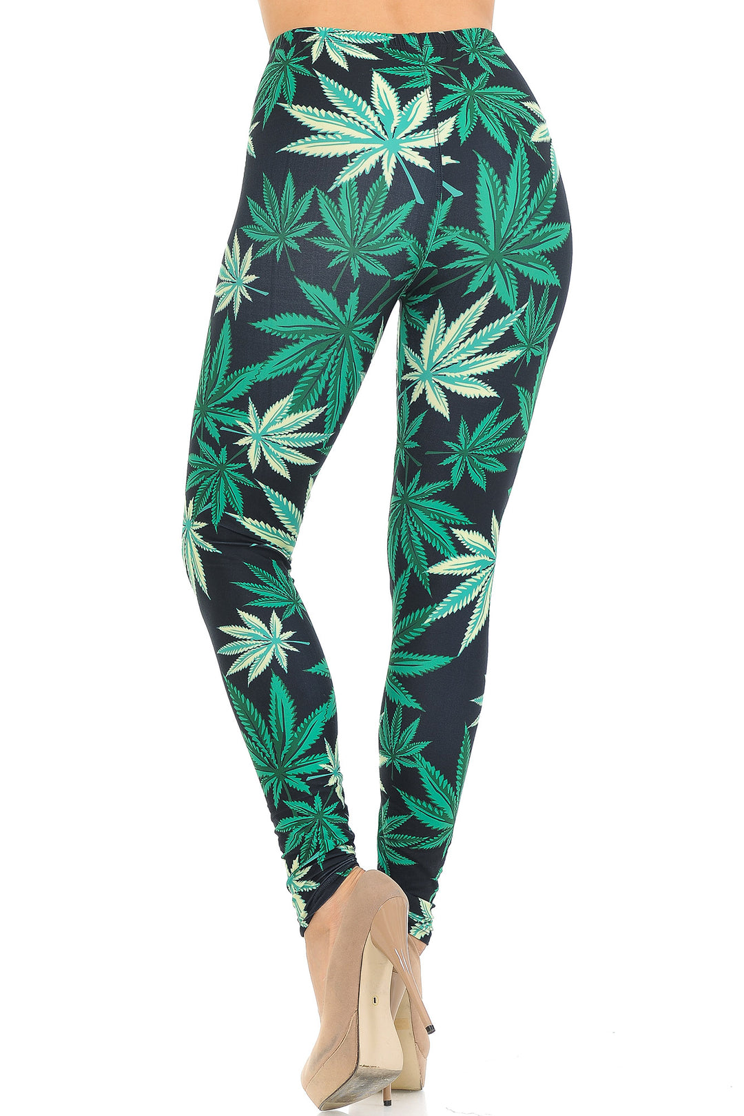 Wholesale Creamy Soft Black Weed Extra Small Leggings - USA Fashion