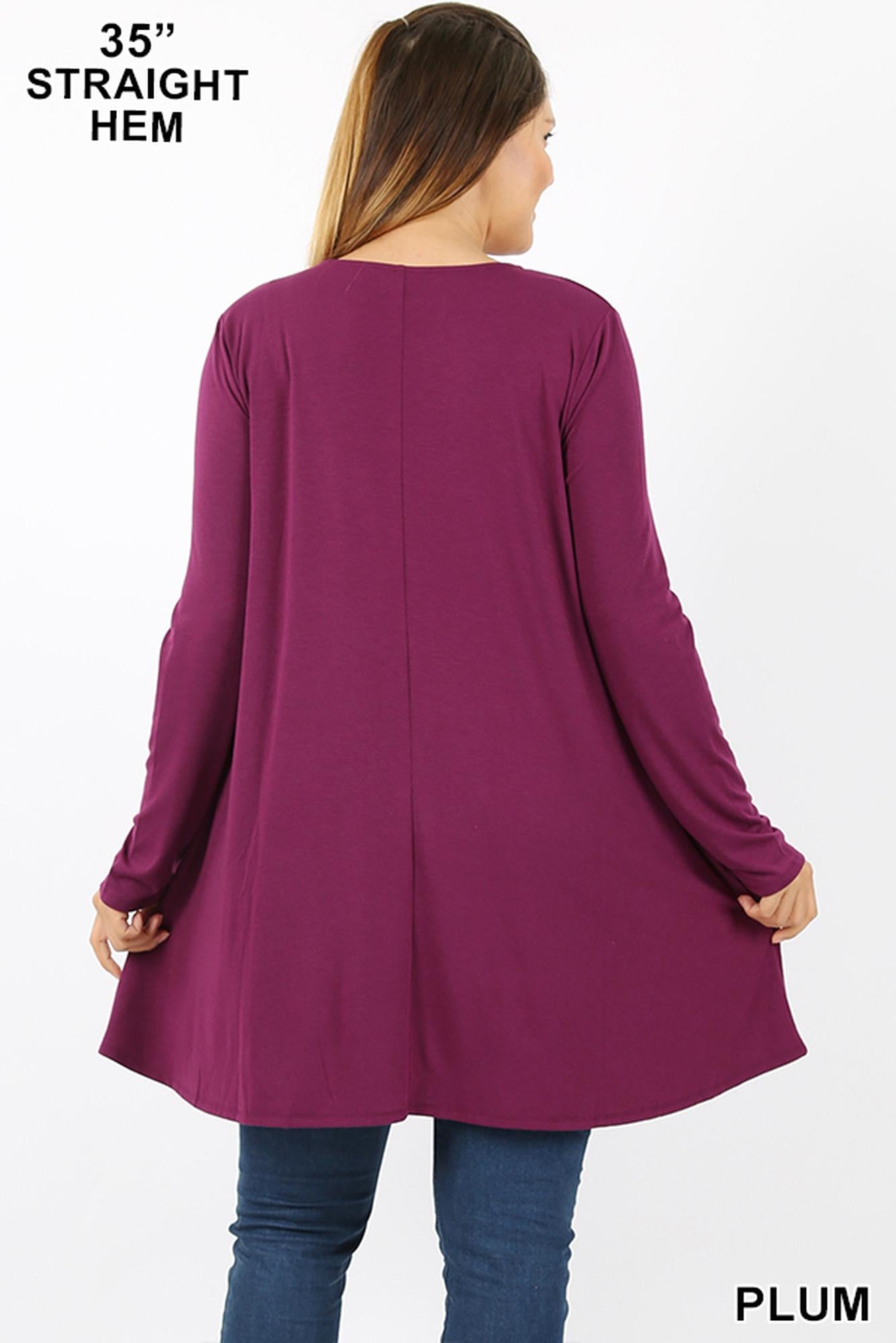 Wholesale Long Sleeve Plus Size Swing Tunic with Pockets