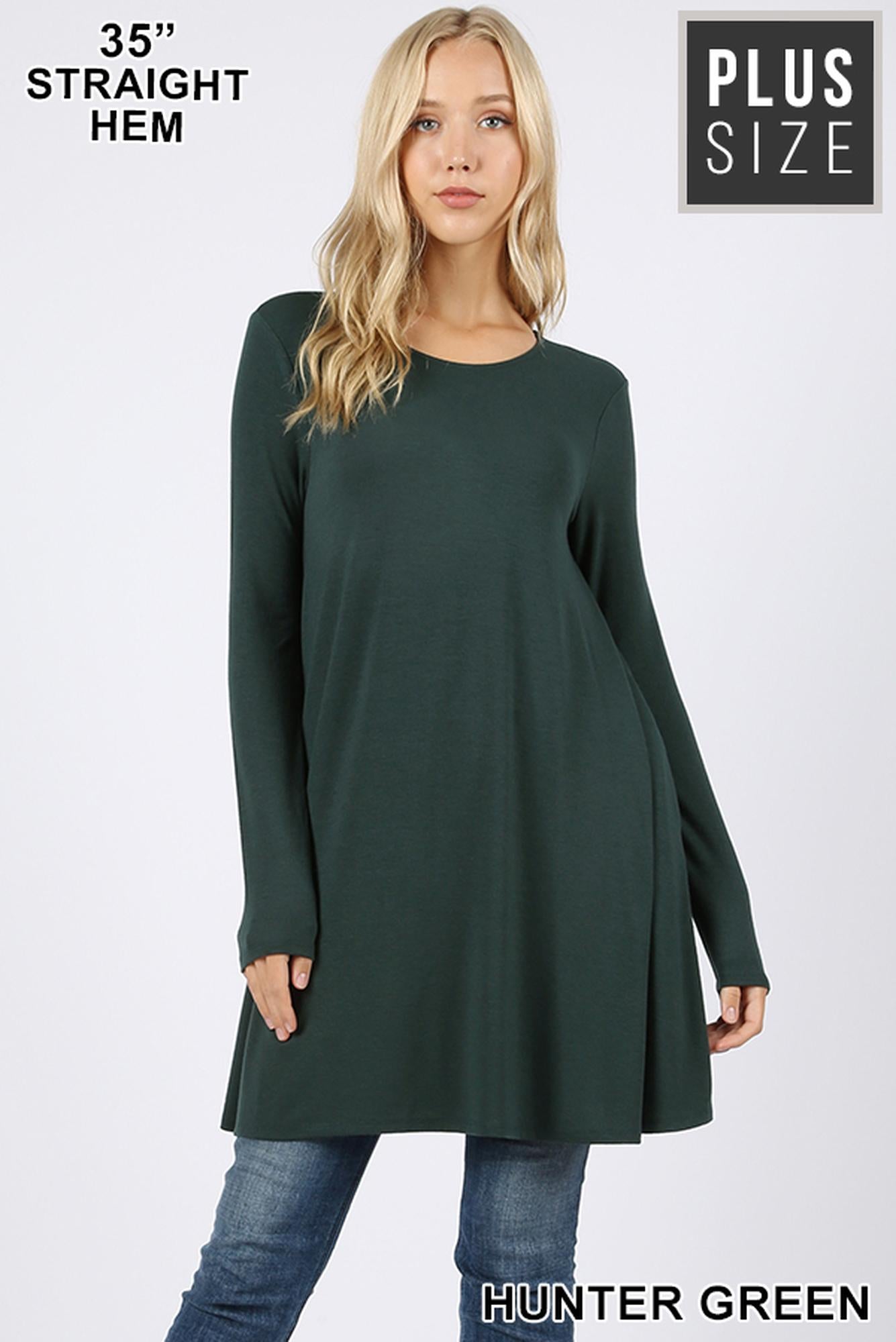 Wholesale Long Sleeve Plus Size Swing Tunic with Pockets