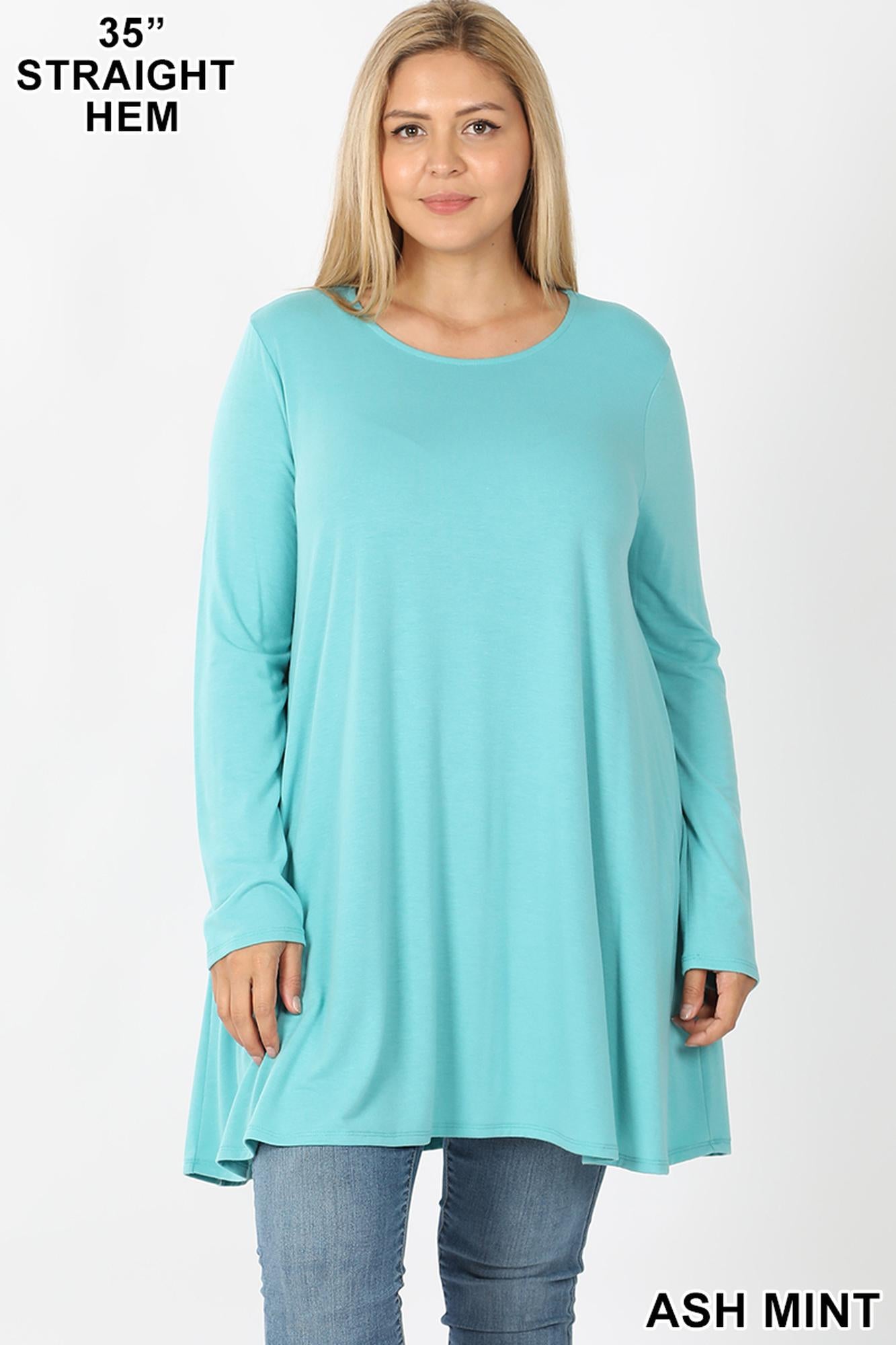 Wholesale Long Sleeve Plus Size Swing Tunic with Pockets