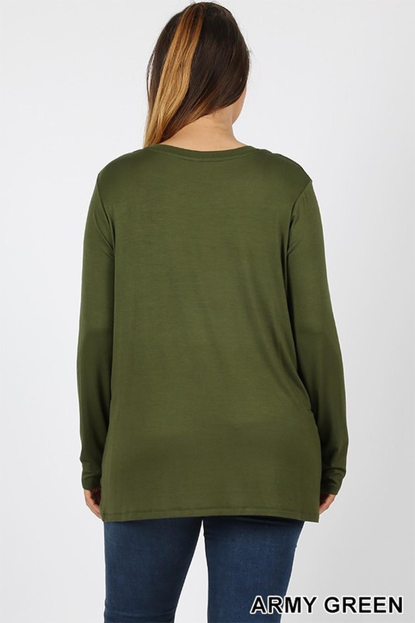 Wholesale Premium Round Neck Long Sleeve Rayon Plus Size Top