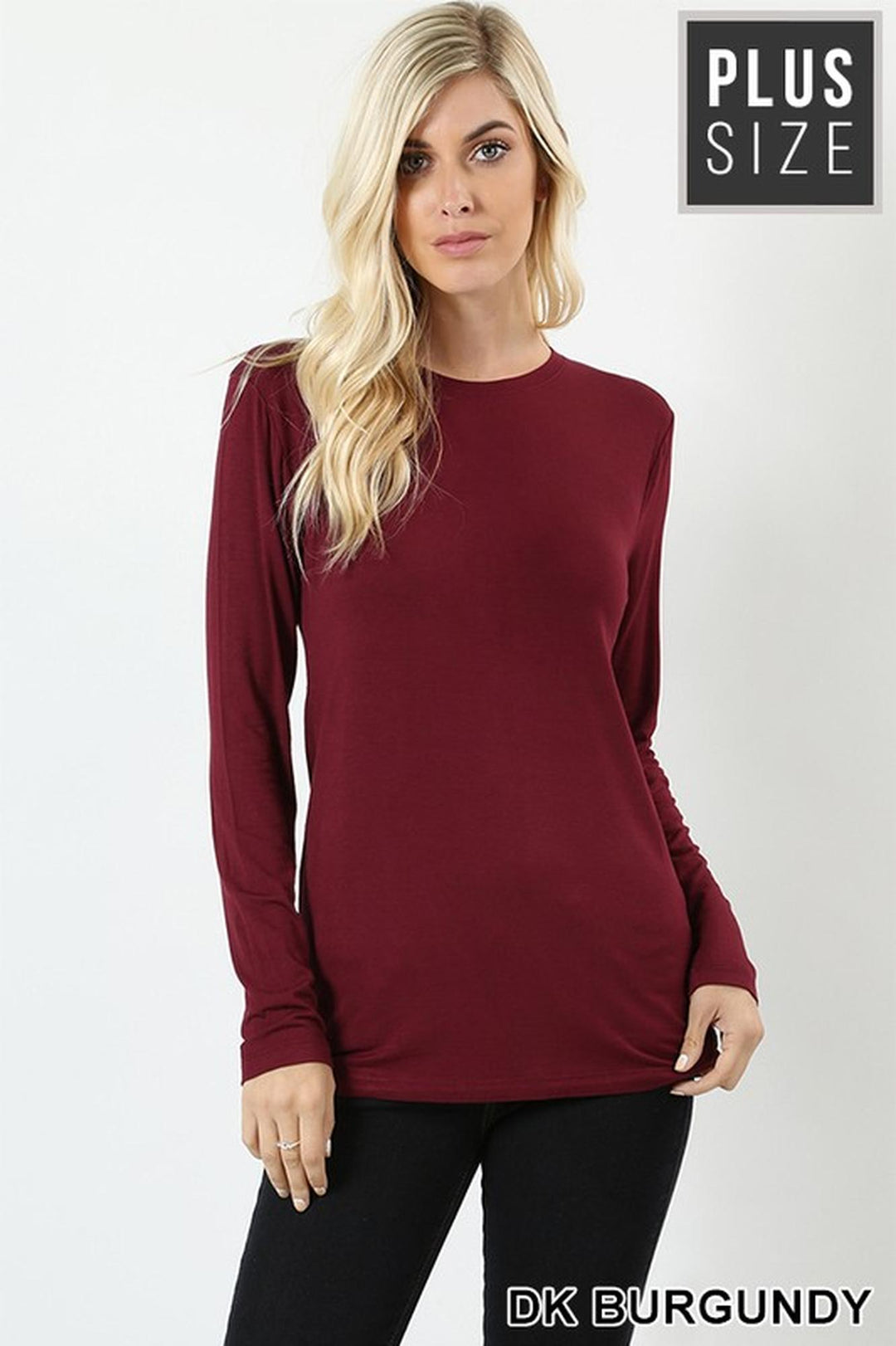 Wholesale Premium Round Neck Long Sleeve Rayon Plus Size Top