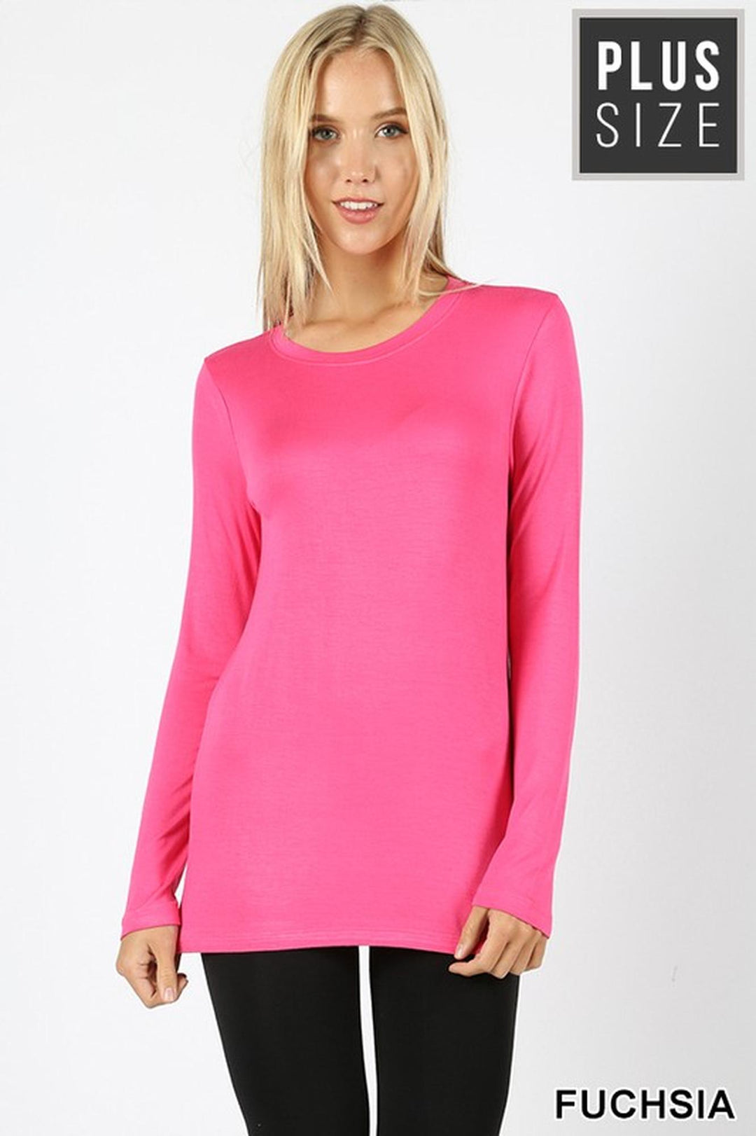 Wholesale Premium Round Neck Long Sleeve Rayon Plus Size Top