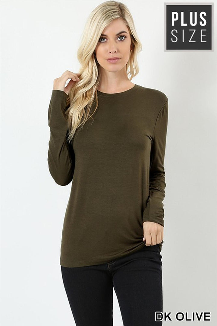 Wholesale Premium Round Neck Long Sleeve Rayon Plus Size Top