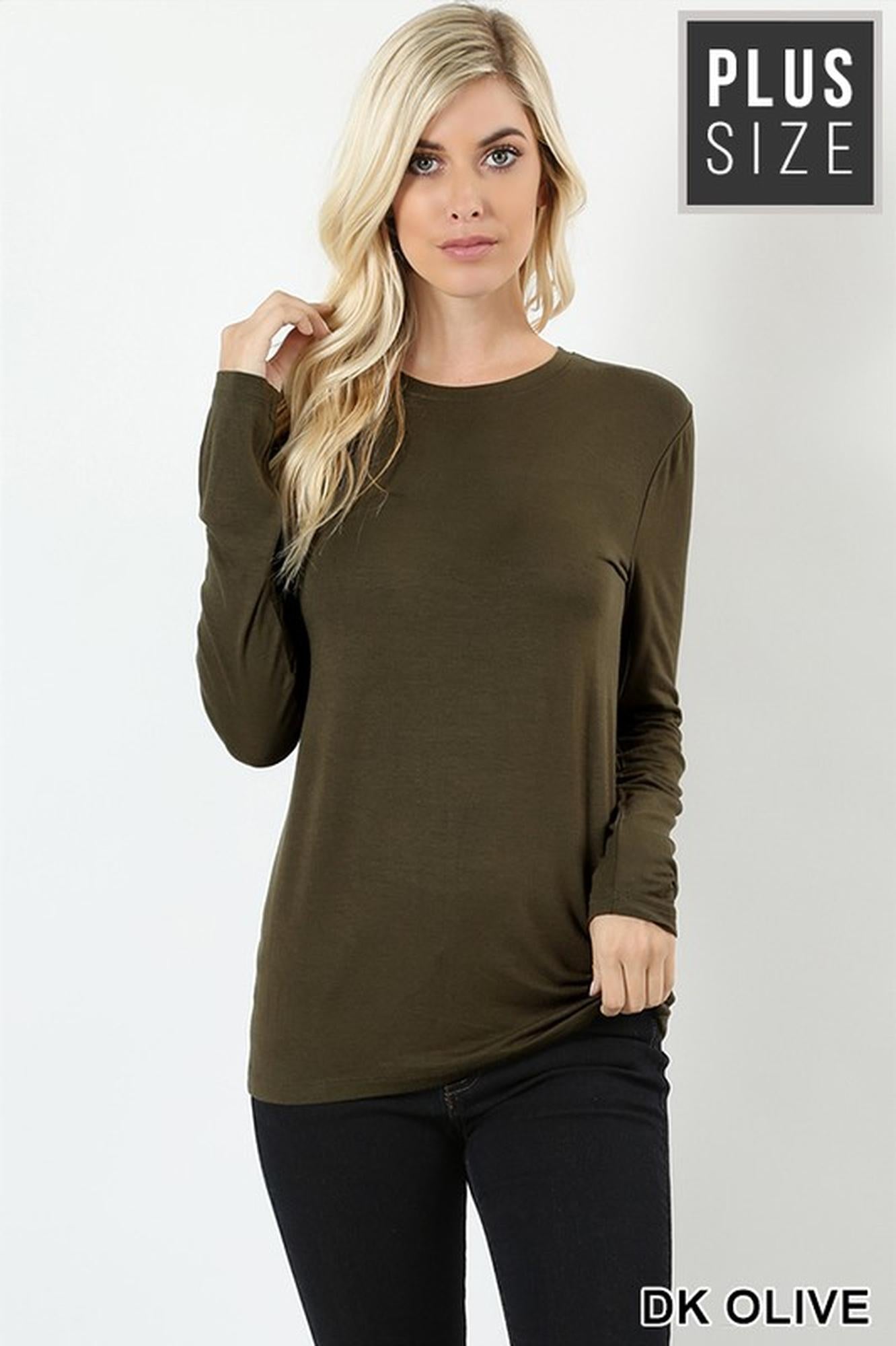 Wholesale Premium Round Neck Long Sleeve Rayon Plus Size Top