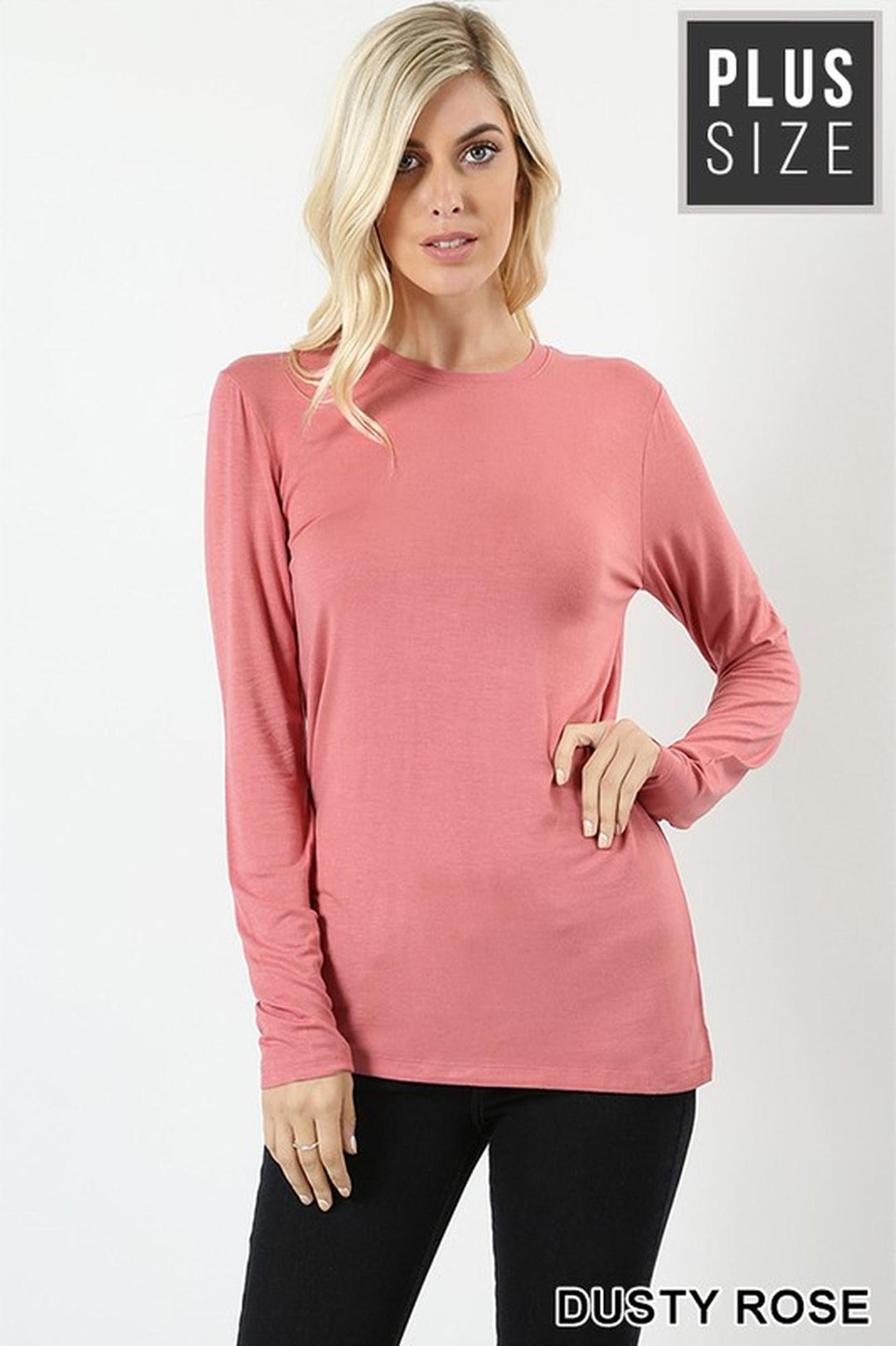 Wholesale Premium Round Neck Long Sleeve Rayon Plus Size Top