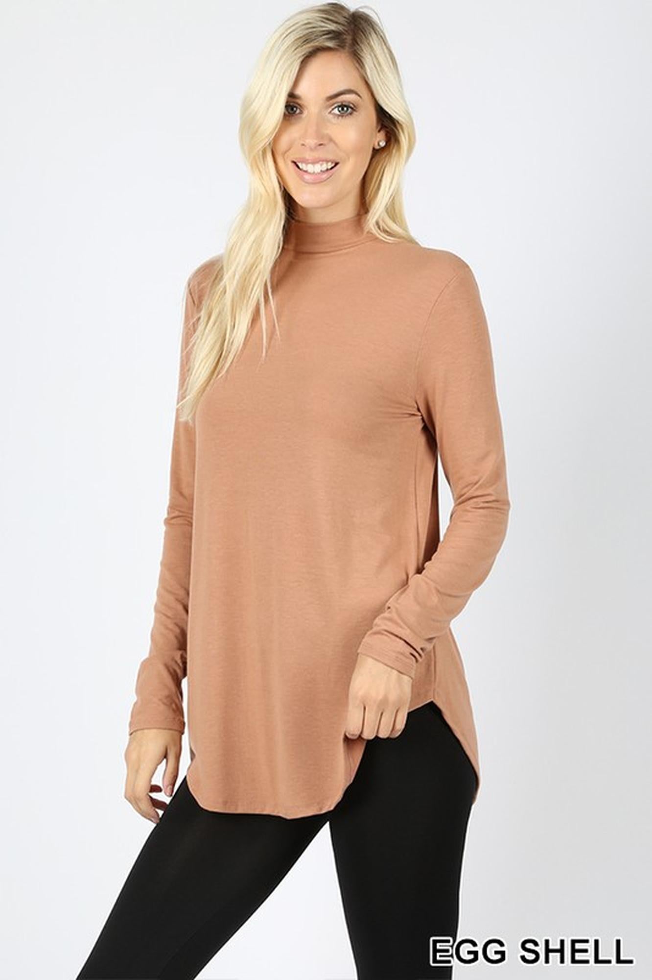 Wholesale Premium Long Sleeve Mock Neck Round Hem Top