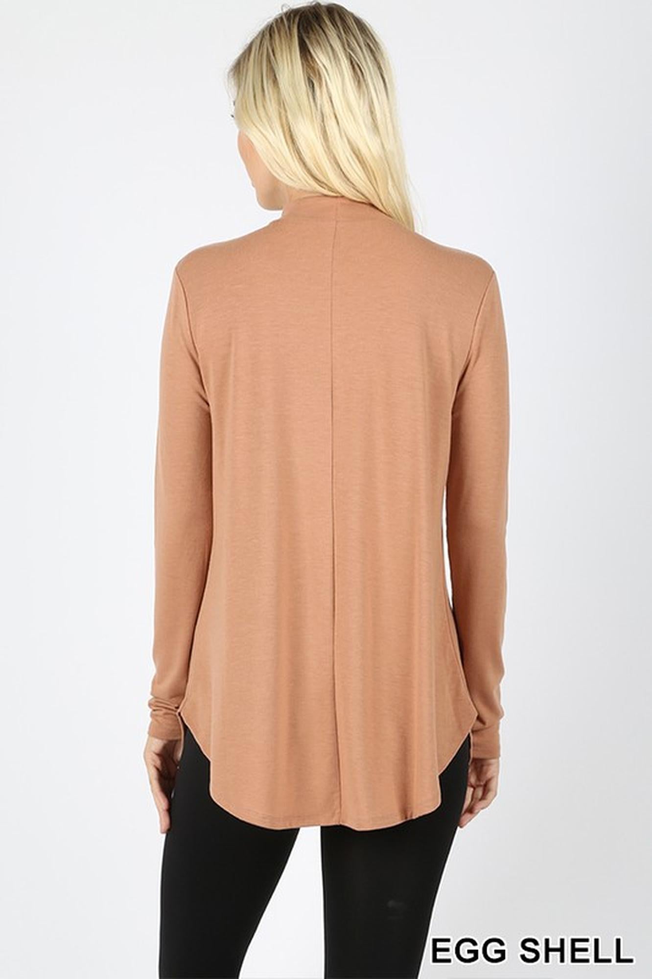 Wholesale Premium Long Sleeve Mock Neck Round Hem Top