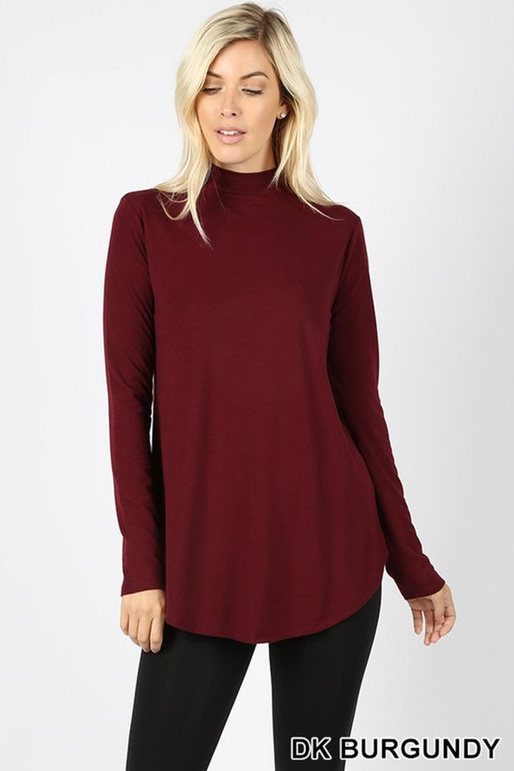 Wholesale Premium Long Sleeve Mock Neck Round Hem Top