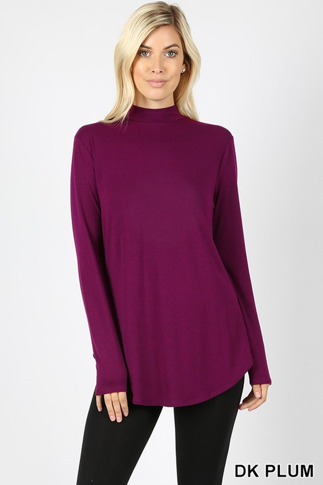 Wholesale Premium Long Sleeve Mock Neck Round Hem Top