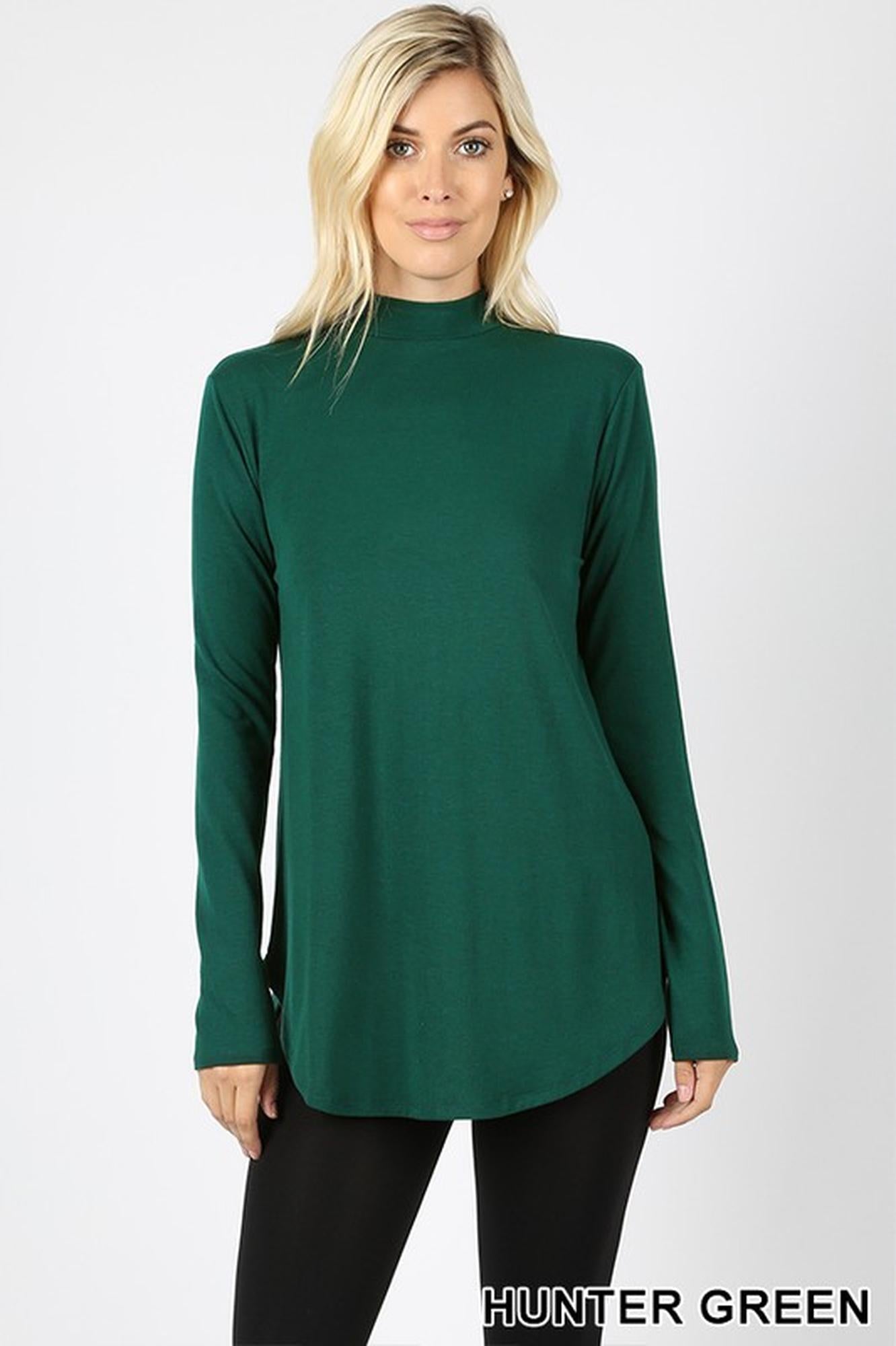Wholesale Premium Long Sleeve Mock Neck Round Hem Plus Size Top