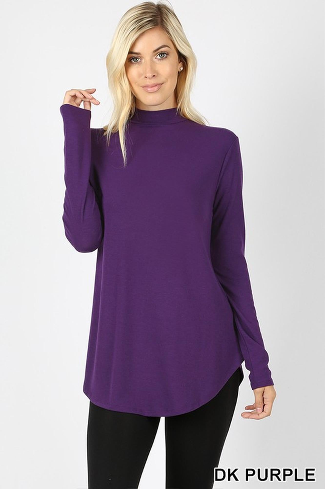 Wholesale Premium Long Sleeve Mock Neck Round Hem Plus Size Top