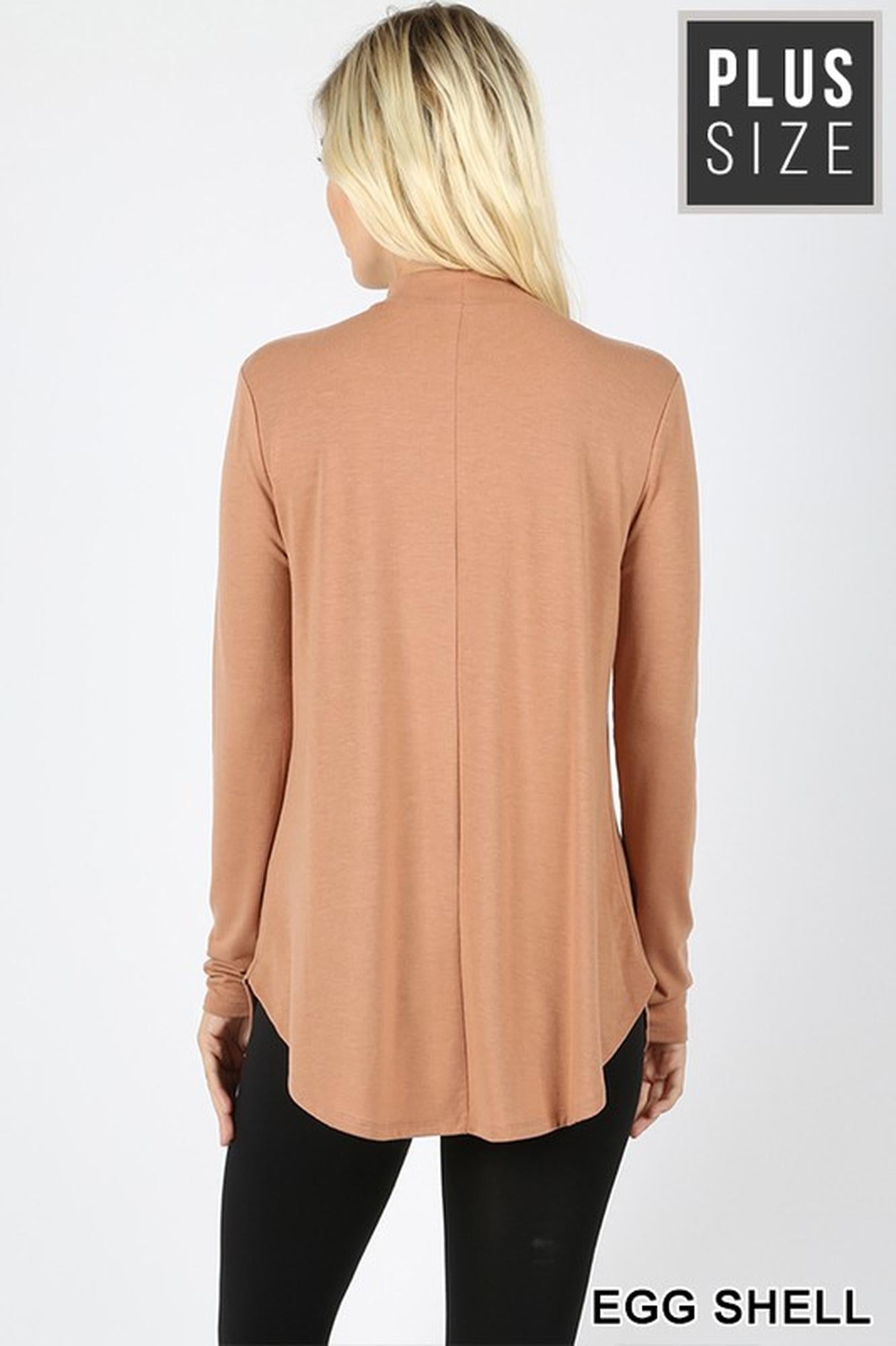 Wholesale Premium Long Sleeve Mock Neck Round Hem Plus Size Top