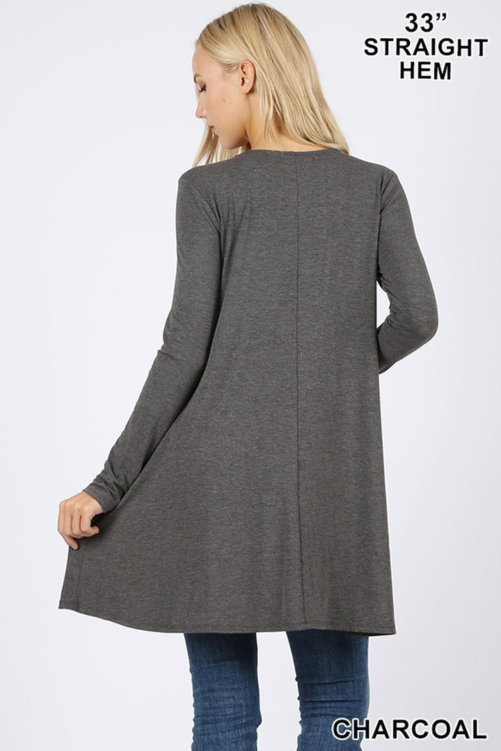 Wholesale Long Sleeve Swing Tunic with Pockets