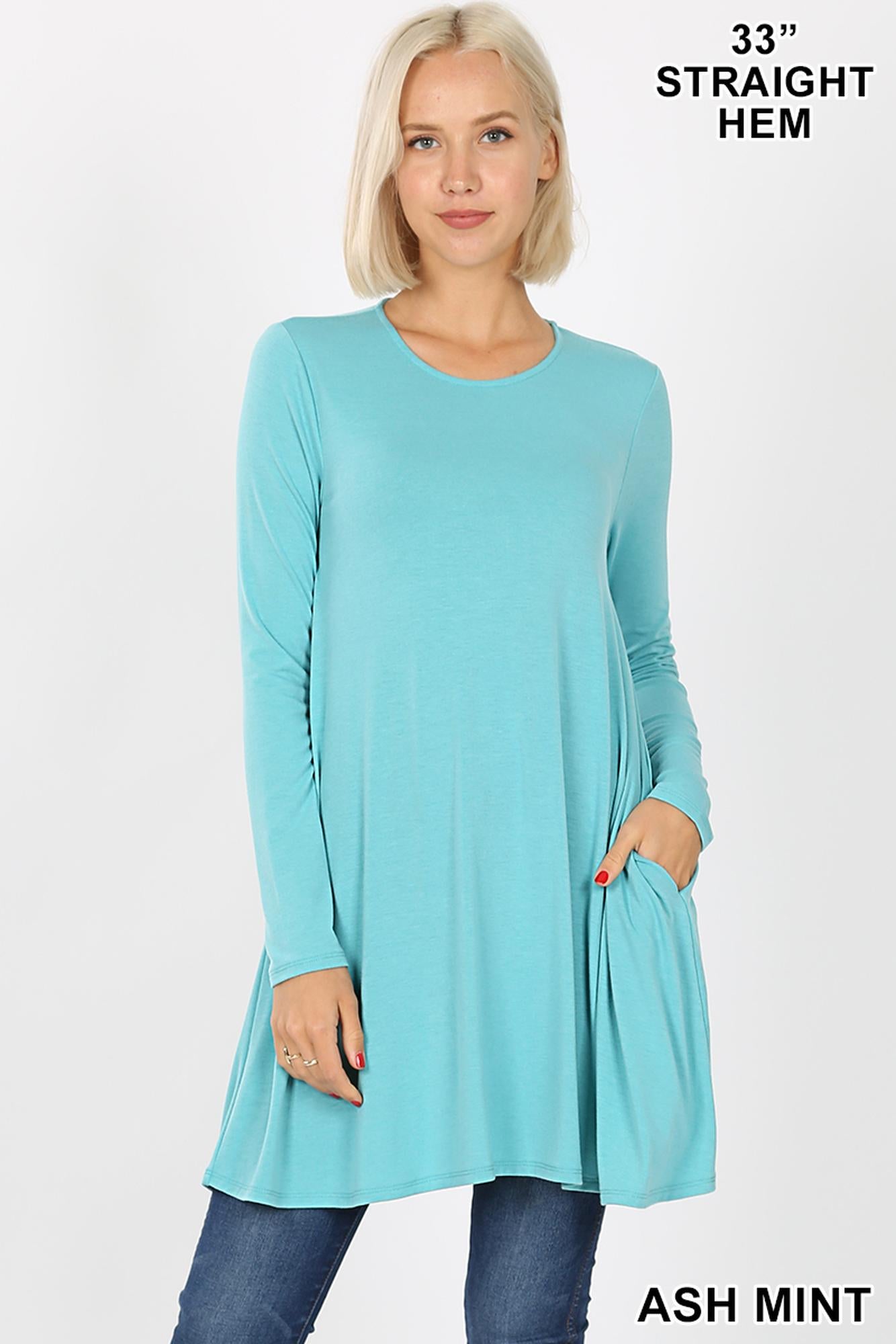 Wholesale Long Sleeve Swing Tunic with Pockets