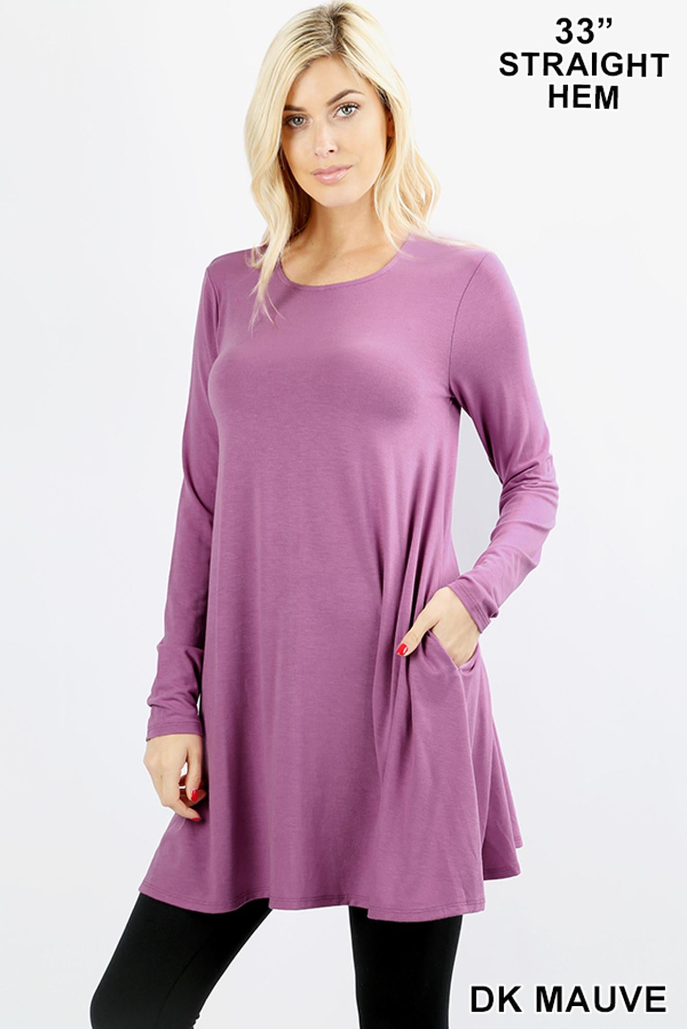 Wholesale Long Sleeve Swing Tunic with Pockets