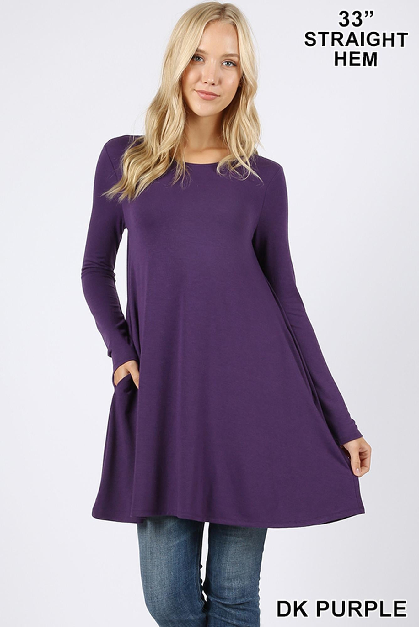 Wholesale Long Sleeve Swing Tunic with Pockets