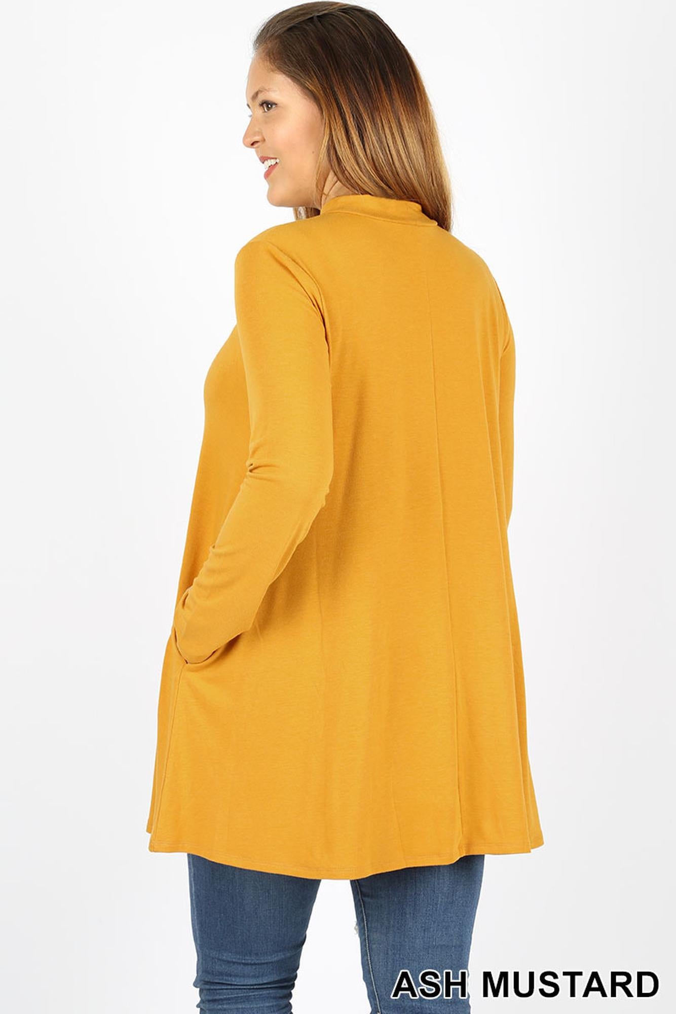 Wholesale Long Sleeve Mock Neck Plus Size Top with Pockets