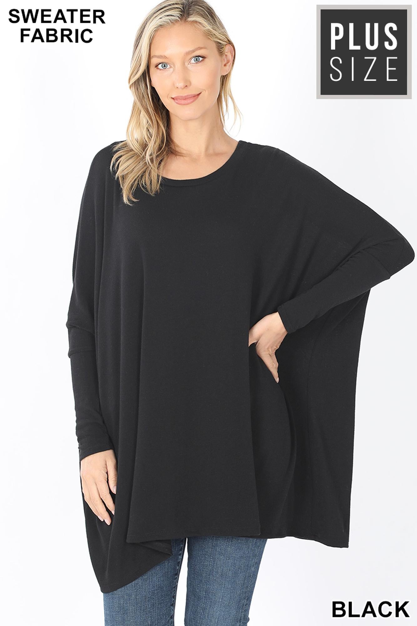 Wholesale Oversized Round Neck Poncho Plus Size Sweater