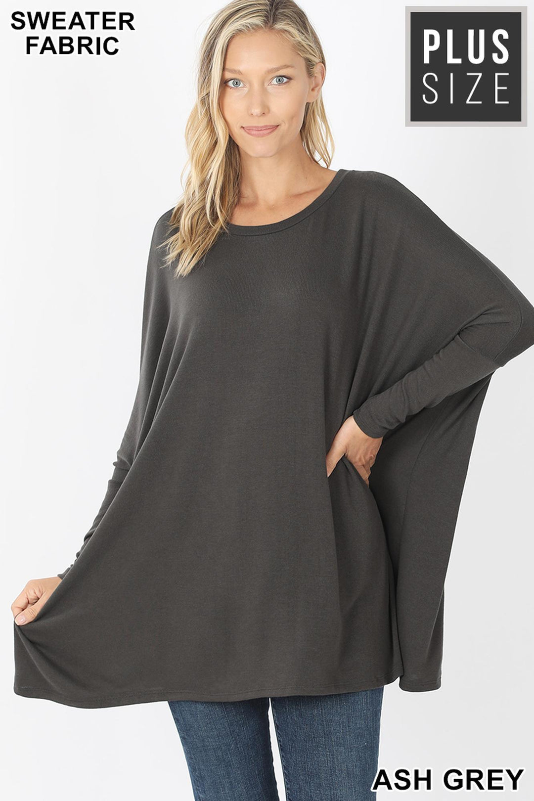 Wholesale Oversized Round Neck Poncho Plus Size Sweater