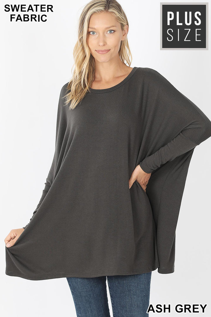 Wholesale Oversized Round Neck Poncho Plus Size Sweater