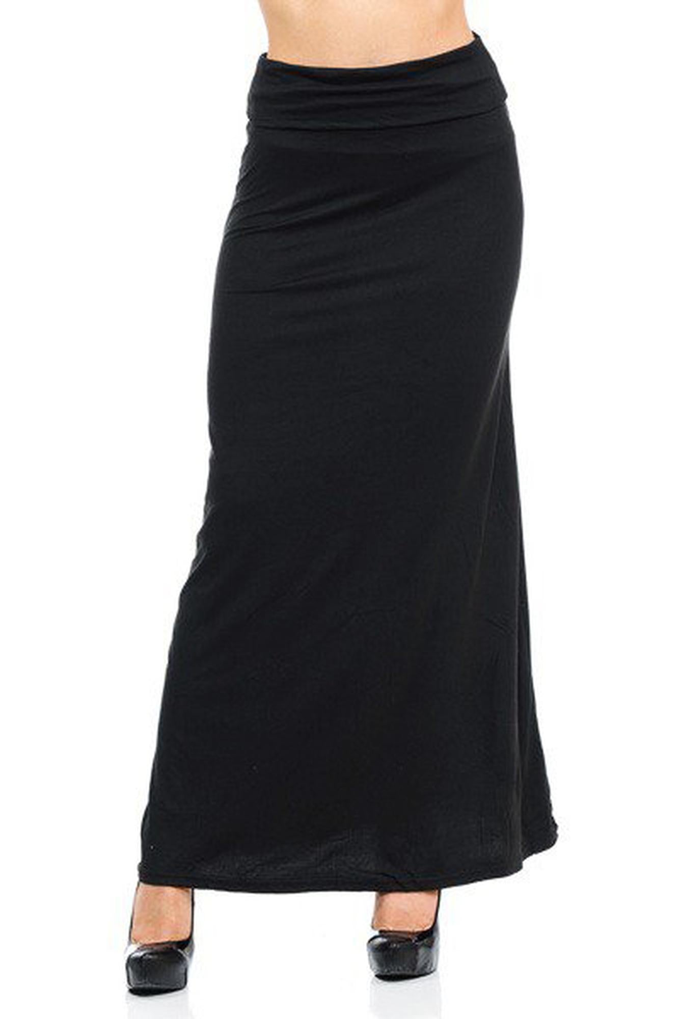 Wholesale Buttery Smooth Solid Black Maxi Skirt OSReg