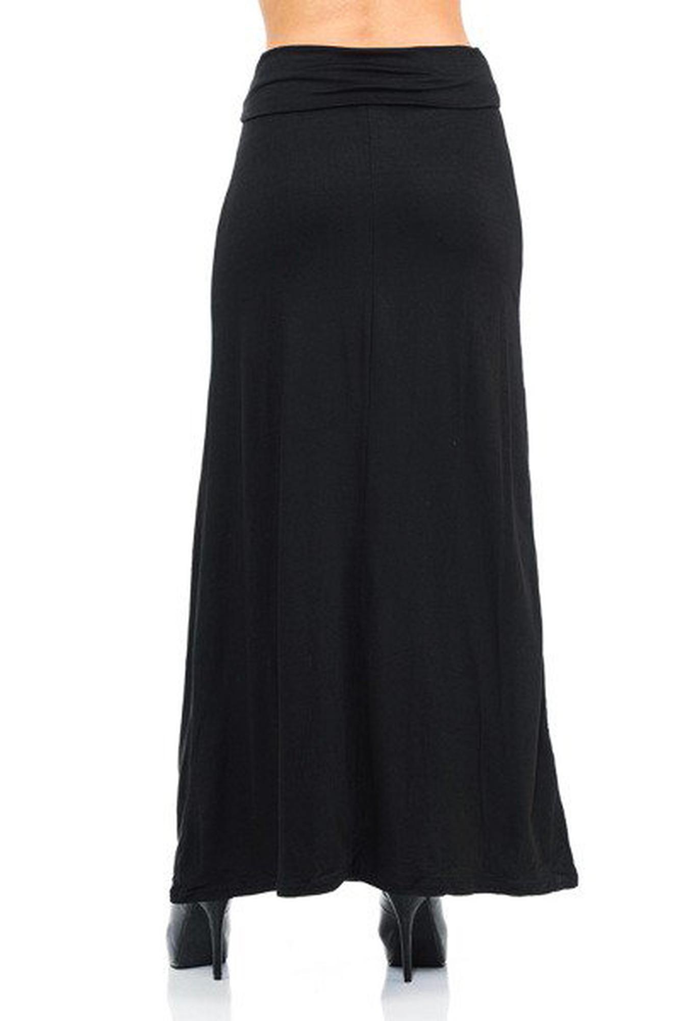 Wholesale Buttery Smooth Solid Black Maxi Skirt OSReg