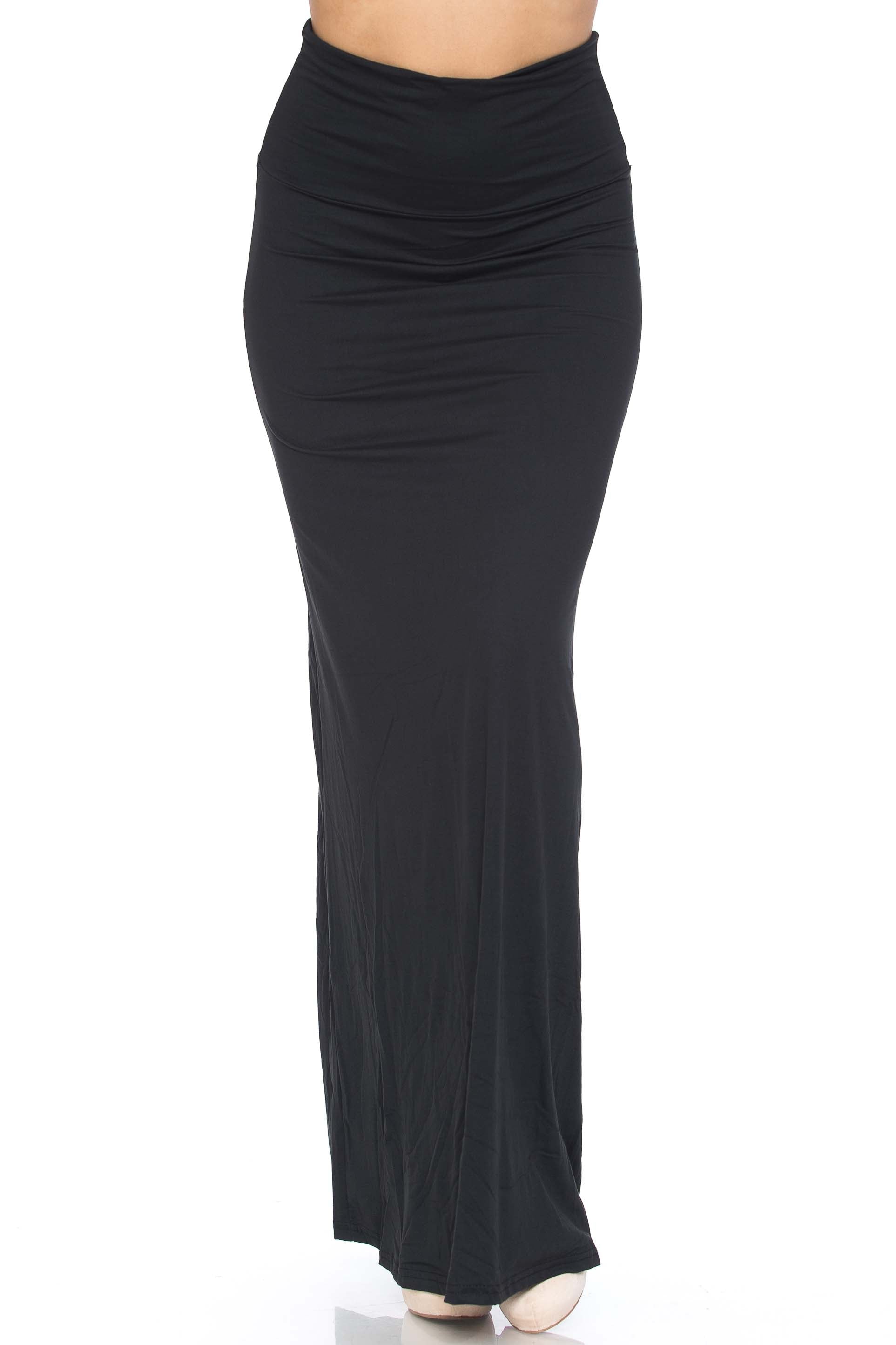 Wholesale Buttery Smooth Solid Black Maxi Skirt OSReg