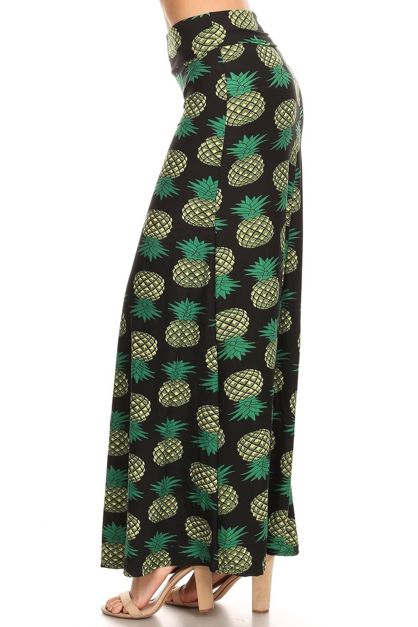Wholesale Buttery Smooth Green Pineapple Maxi Skirt