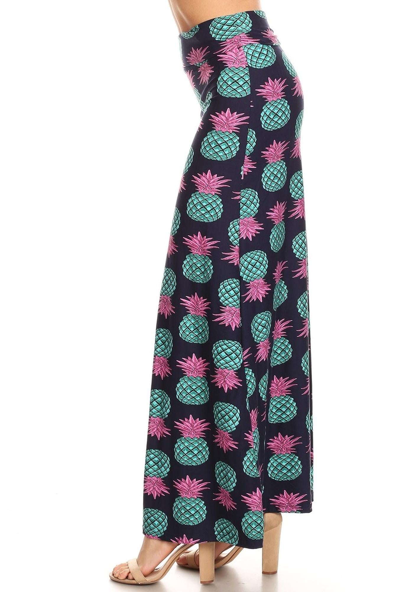 Wholesale Buttery Smooth Teal Pineapple Maxi Skirt