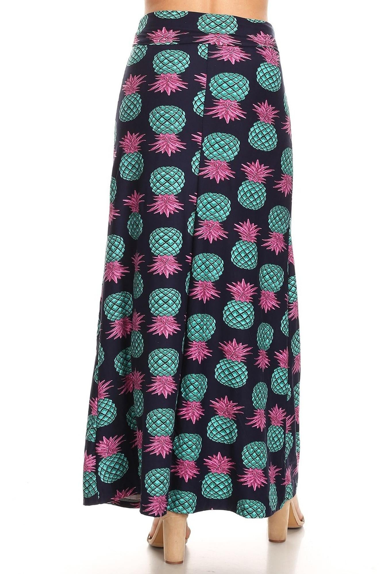 Wholesale Buttery Smooth Teal Pineapple Maxi Skirt
