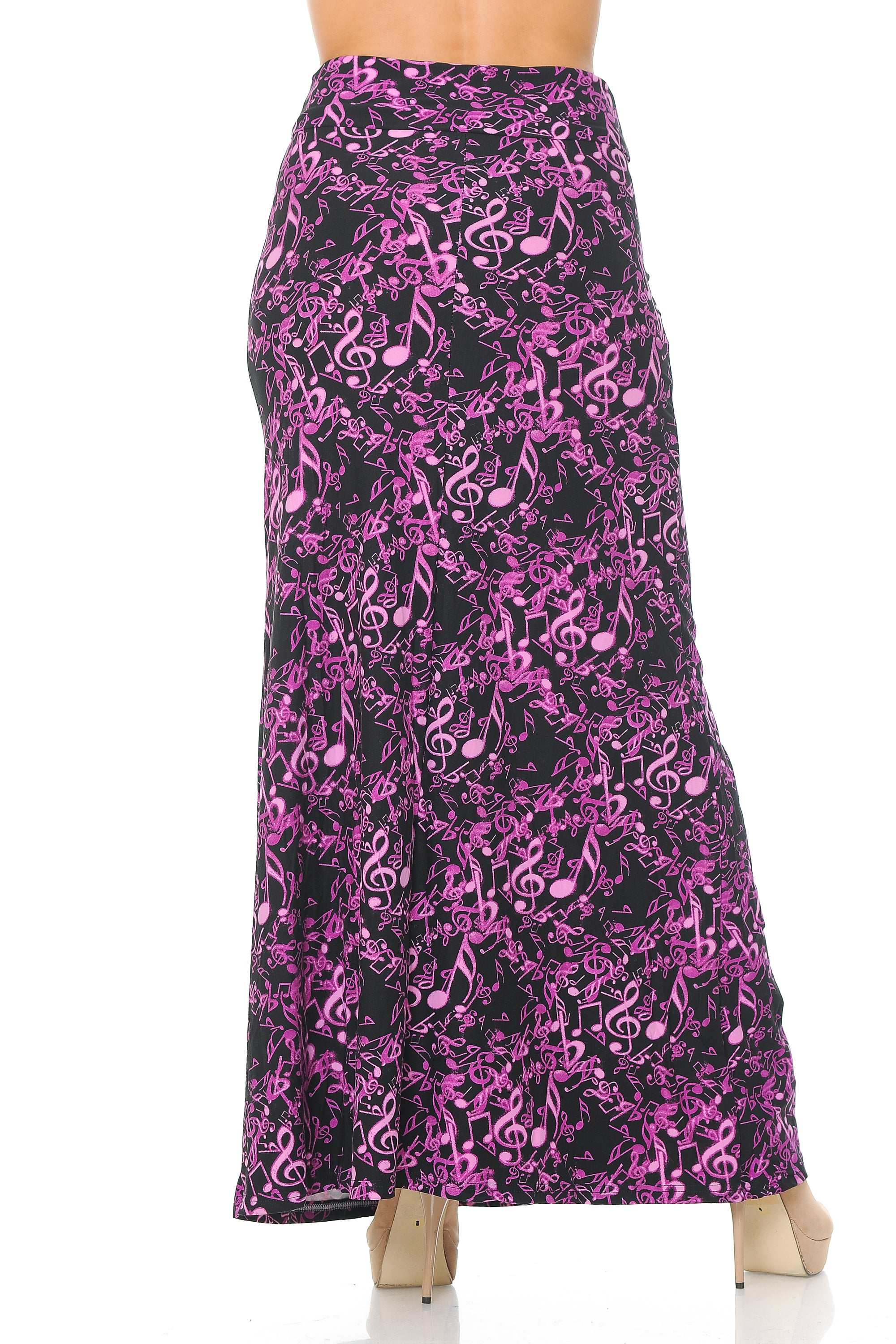 Wholesale Buttery Smooth Electric Fuchsia Music Note Maxi Skirt