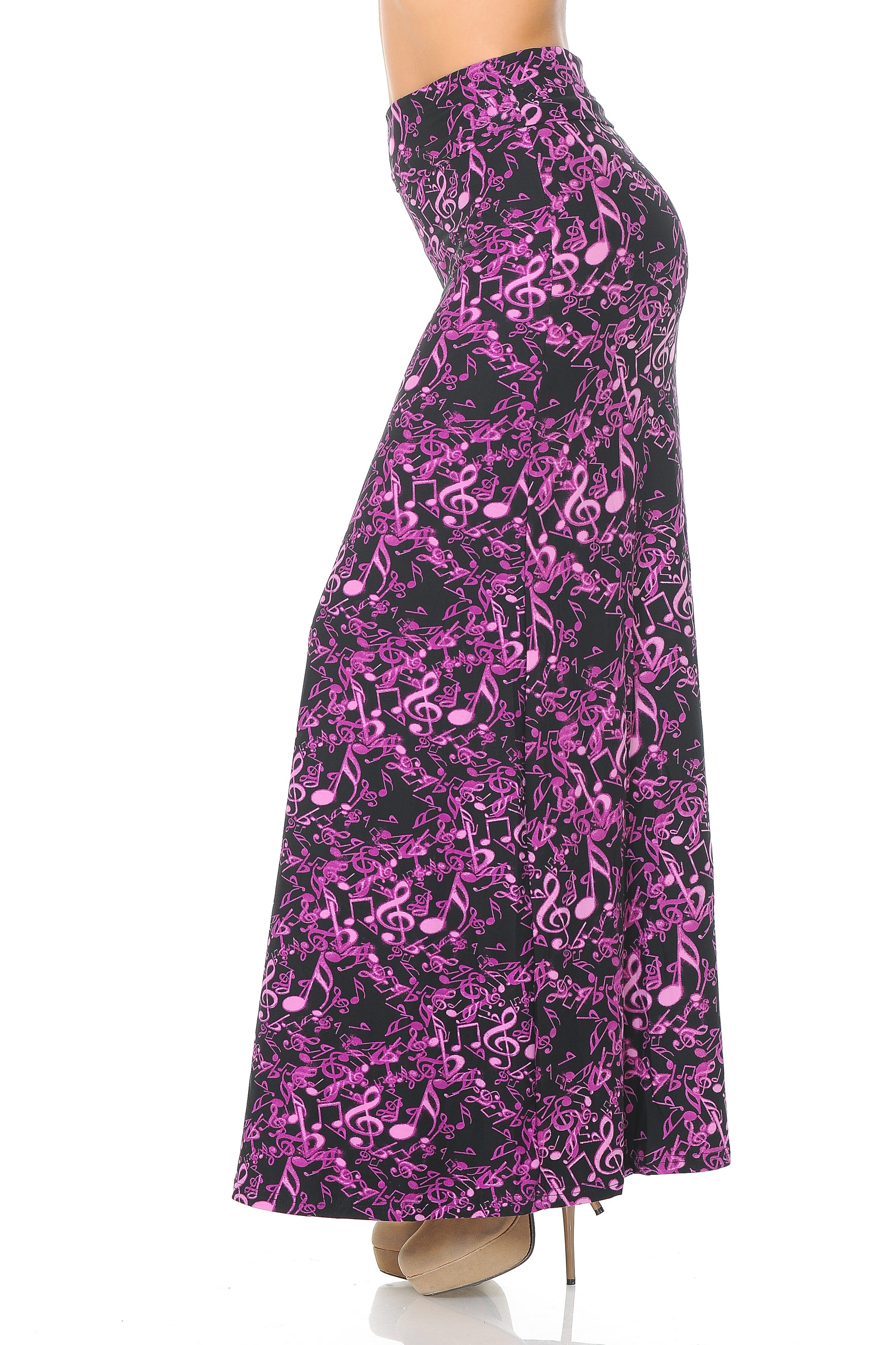 Wholesale Buttery Smooth Electric Fuchsia Music Note Maxi Skirt