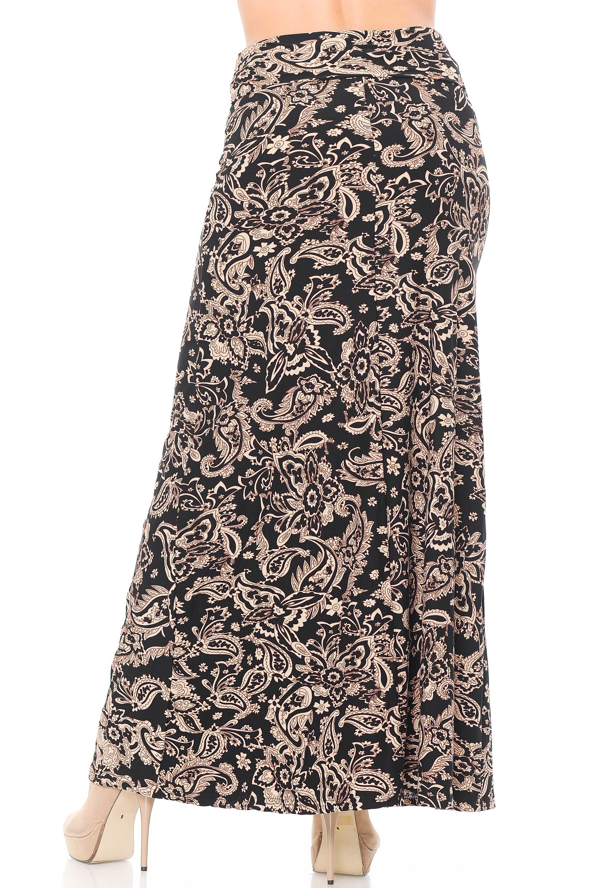Wholesale Buttery Smooth Sand Pepper Paisley Plus Size Maxi Skirt
