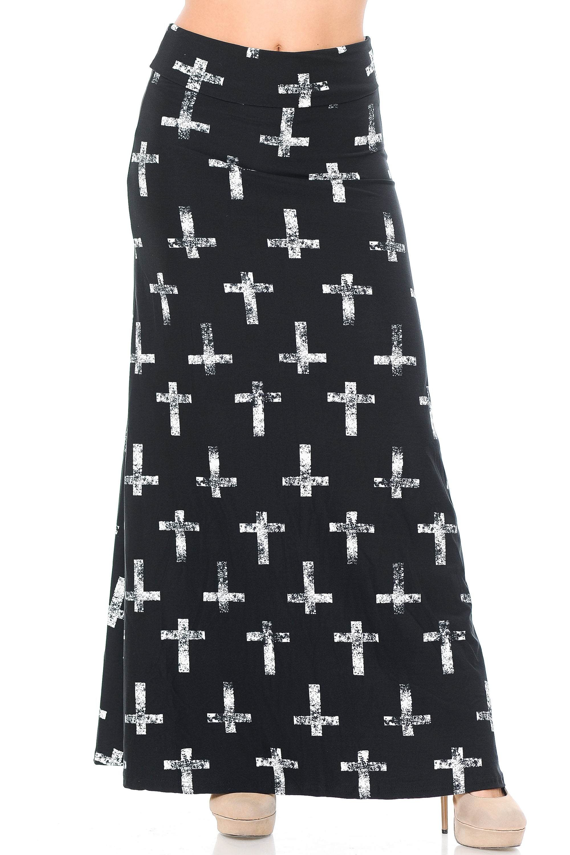 Wholesale Buttery Smooth Faded Cross Plus Size Maxi Skirt