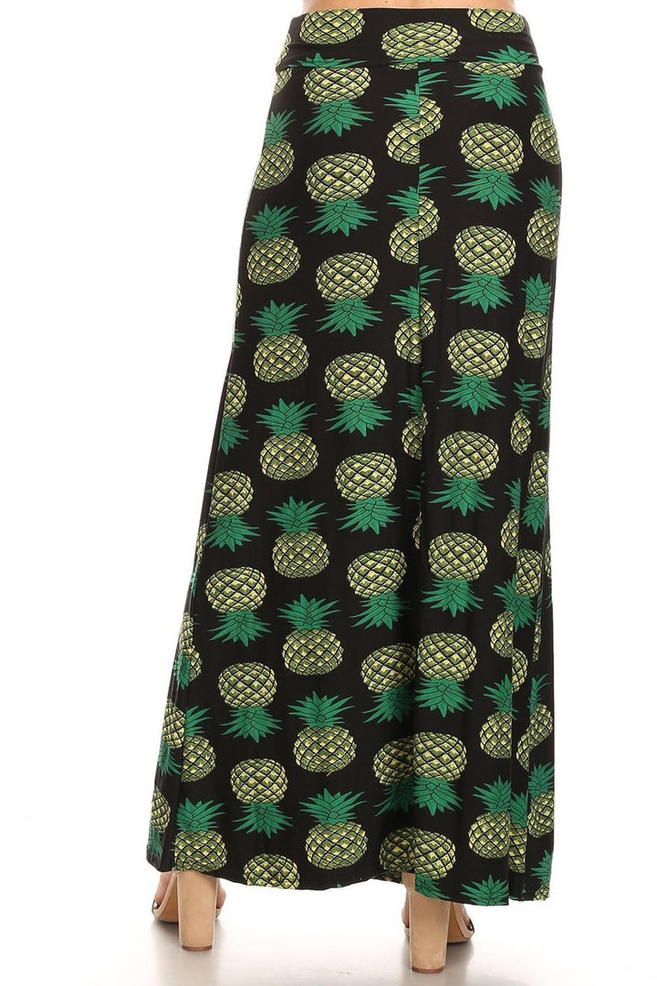 Wholesale Buttery Smooth Green Pineapple Plus Size Maxi Skirt