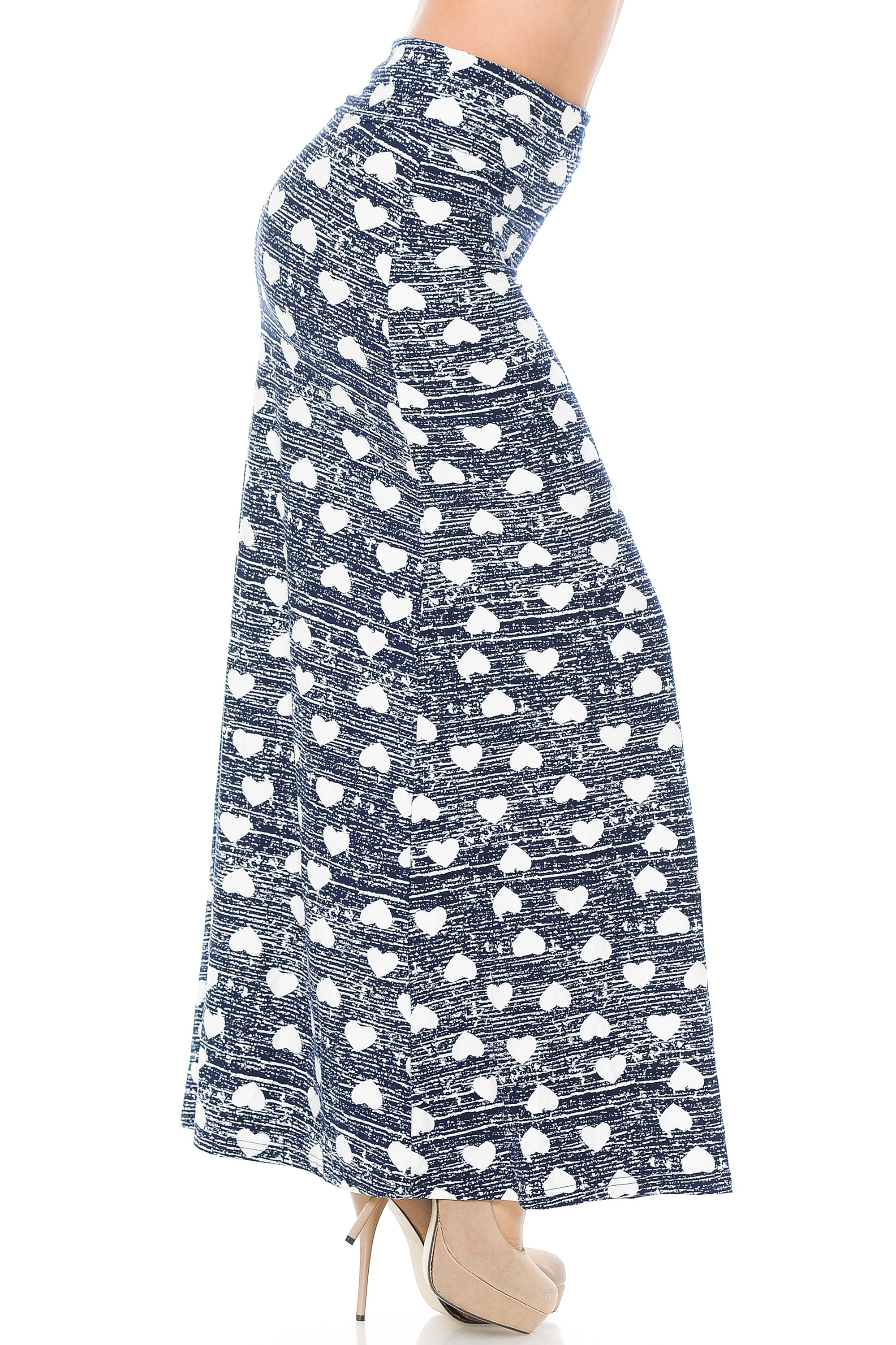 Wholesale Buttery Smooth Rustic Hearts Plus Size Maxi Skirt